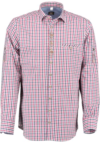 OS Trachten Herren Hemd Langarm Trachtenhemd mit Liegekragen Awulu, Größe:41/42, Farbe:Marine von OS Trachten