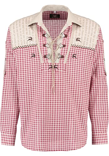 OS Trachten Herren Hemd Langarm Trachtenhemd mit Liegekragen Duryto, Größe:49/50, Farbe:mittelrot von OS Trachten