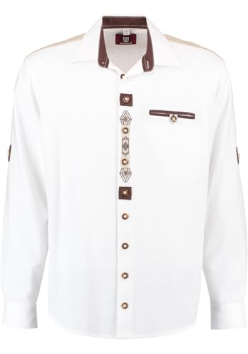 OS Trachten Herren Hemd Langarm Trachtenhemd mit Liegekragen Fihud, Größe:37/38, Farbe:weiß von OS Trachten