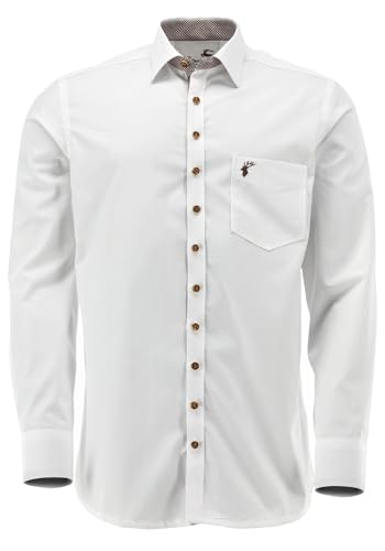 OS Trachten Herren Hemd Langarm Trachtenhemd mit Liegekragen Gunla, Größe:41/42, Farbe:weiß von OS Trachten