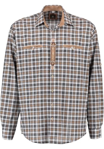 OS Trachten Herren Hemd Langarm Trachtenhemd mit Liegekragen Hidayo, Größe:45/46, Farbe:Dunkelbraun von OS Trachten