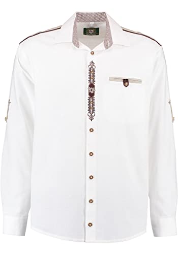 OS Trachten Herren Hemd Langarm Trachtenhemd mit Liegekragen Hupayo, Größe:43/44, Farbe:weiß von OS Trachten
