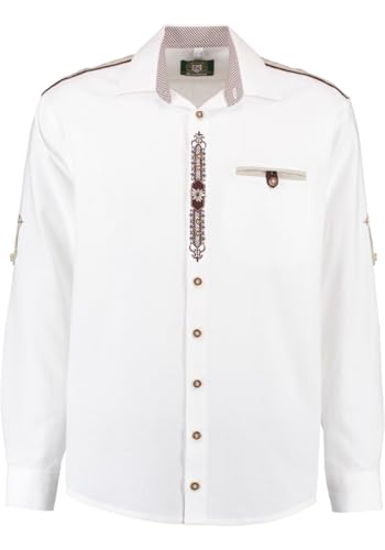 OS Trachten Herren Hemd Langarm Trachtenhemd mit Liegekragen Hupayo, Größe:51/52, Farbe:weiß von OS Trachten