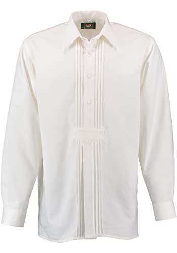 OS Trachten Herren Hemd Langarm Trachtenhemd mit Liegekragen Inojia, Größe:45/46, Farbe:weiß von OS Trachten