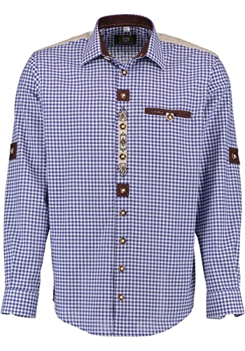 OS Trachten Herren Hemd Langarm Trachtenhemd mit Liegekragen Ozido, Größe:37/38, Farbe:Kornblau von OS Trachten