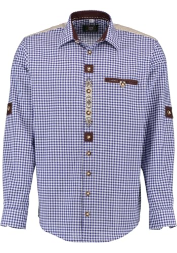 OS Trachten Herren Hemd Langarm Trachtenhemd mit Liegekragen Ozido, Größe:39/40, Farbe:Kornblau von OS Trachten