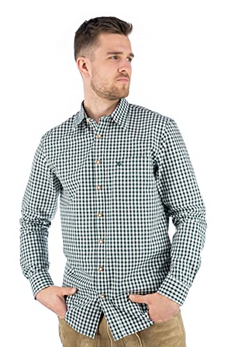 OS Trachten Herren Hemd Langarm Trachtenhemd mit Liegekragen Panxeta, Größe:39/40, Farbe:dunkelgrün von OS Trachten