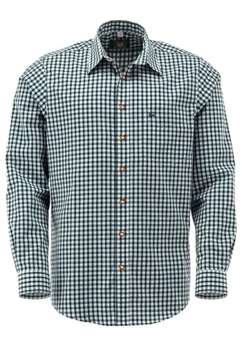 OS Trachten Herren Hemd Langarm Trachtenhemd mit Liegekragen Panxeta, Größe:45/46, Farbe:dunkelgrün von OS Trachten