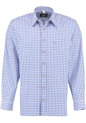 OS Trachten Herren Hemd Langarm Trachtenhemd mit Liegekragen Panxeta, Größe:49/50, Farbe:Mittelblau von OS Trachten