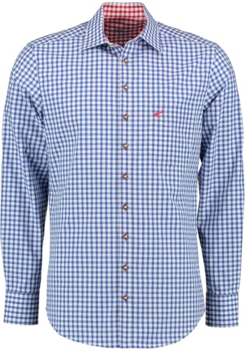 OS Trachten Herren Hemd Langarm Trachtenhemd mit Liegekragen Pasevu, Größe:37/38, Farbe:Mittelblau von OS Trachten