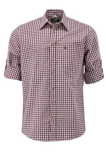 OS Trachten Herren Hemd Langarm Trachtenhemd mit Liegekragen Ukazui, Größe:39/40, Farbe:weinrot von OS Trachten
