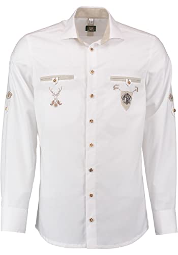 OS Trachten Herren Hemd Langarm Trachtenhemd mit Liegekragen Upojo, Größe:41/42, Farbe:weiß von OS Trachten