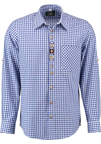 OS Trachten Herren Hemd Langarm Trachtenhemd mit Liegekragen Utamo, Größe:39/40, Farbe:Mittelblau von OS Trachten