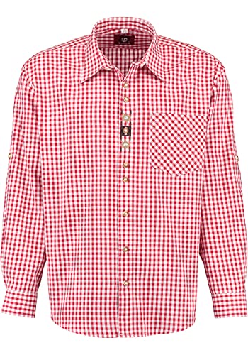 OS Trachten Herren Hemd Langarm Trachtenhemd mit Liegekragen Utamo, Größe:45/46, Farbe:mittelrot von OS Trachten
