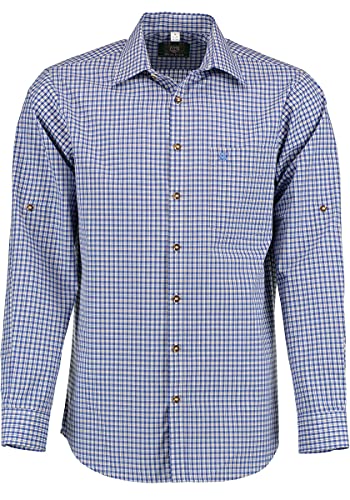 OS Trachten Herren Hemd Langarm Trachtenhemd mit Liegekragen Vakas, Größe:49/50, Farbe:Kornblau von OS Trachten
