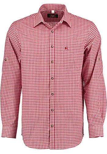 OS Trachten Herren Hemd Langarm Trachtenhemd mit Liegekragen Vakas, Größe:49/50, Farbe:mittelrot von OS Trachten