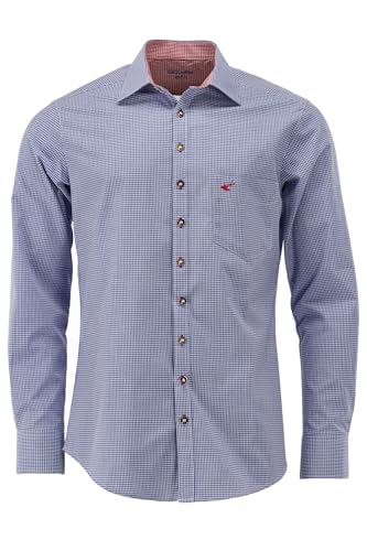 OS Trachten Herren Hemd Langarm Trachtenhemd mit Liegekragen Wacodu, Größe:37/38, Farbe:Mittelblau von OS Trachten