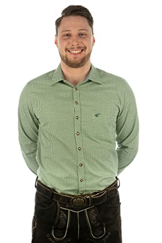 OS Trachten Herren Hemd Langarm Trachtenhemd mit Liegekragen Wacodu, Größe:41/42, Farbe:Khaki/Schlamm von OS Trachten