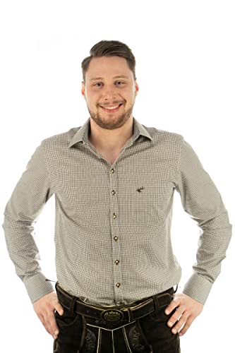 OS Trachten Herren Hemd Langarm Trachtenhemd mit Liegekragen Wacodu, Größe:43/44, Farbe:mittelbraun von OS Trachten