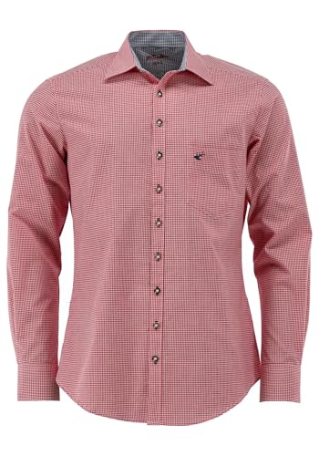 OS Trachten Herren Hemd Langarm Trachtenhemd mit Liegekragen Wacodu, Größe:47/48, Farbe:hochrot von OS Trachten