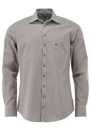 OS Trachten Herren Hemd Langarm Trachtenhemd mit Liegekragen Wacodu, Größe:47/48, Farbe:mittelbraun von OS Trachten