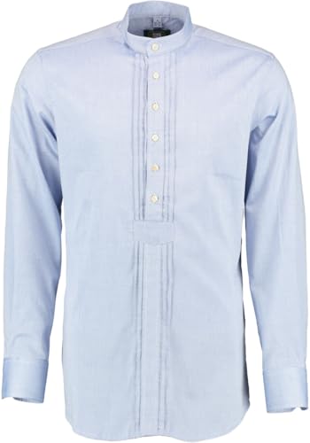 OS Trachten Herren Hemd Langarm Trachtenhemd mit Stehbundkragen Skebos, Größe:37/38, Farbe:hellblau/bleu von OS Trachten