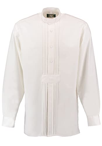 OS Trachten Herren Hemd Langarm Trachtenhemd mit Stehbundkragen mit Riegel Vajeu, Größe:39/40, Farbe:weiß von OS Trachten