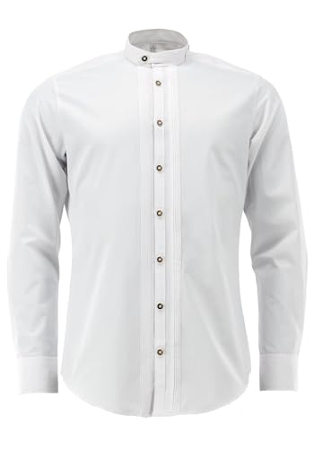 OS Trachten Herren Hemd Langarm Trachtenhemd mit Stehkragen Pewya, Größe:43/44, Farbe:weiß von OS Trachten