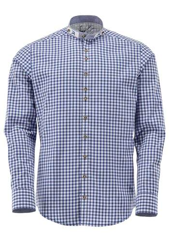 OS Trachten Herren Hemd Langarm Trachtenhemd mit Stehkragen Prabu, Größe:35/36, Farbe:Mittelblau von OS Trachten