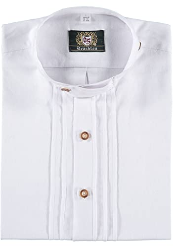 OS Trachten Herren Hemd Langarm Trachtenhemd mit Stehkragen Vuxlebi, Größe:53/54, Farbe:weiß von OS Trachten