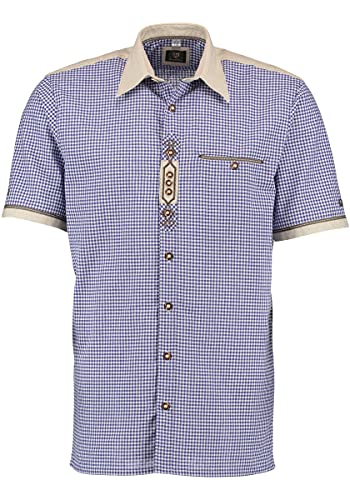 OS Trachten Herren Hemd Trachtenhemd Kurzarm mit Liegekragen Bakely, Größe:39/40, Farbe:Kornblau von OS Trachten