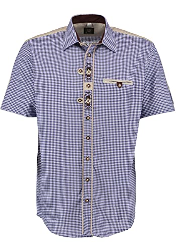 OS Trachten Herren Hemd Trachtenhemd Kurzarm mit Liegekragen Gajesa, Größe:37/38, Farbe:Kornblau von OS Trachten