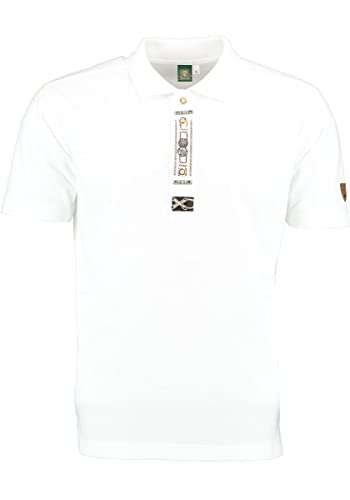 OS Trachten Herren Poloshirt Kurzarm Trachtenshirt mit Polokragen Owoles, Größe:XL, Farbe:weiß von OS Trachten