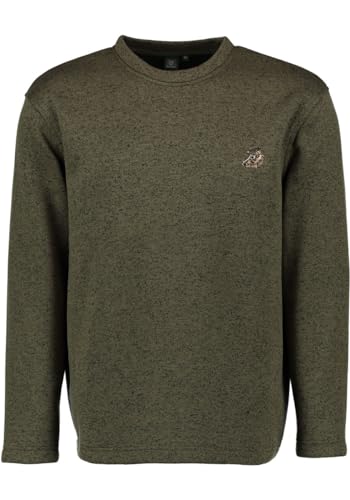 OS Trachten Herren Strickfleece-Pullover Sweatshirt Fleecepullover mit Rundhalsausschnitt Mysqafe, Größe:L, Farbe:Oliv von OS Trachten