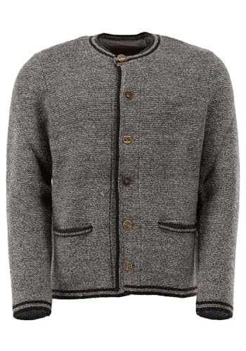 OS Trachten Herren Strickjacke Langarm Trachtenjacke Cardigan Wolljacke mit Rundhalsausschnitt Fudei, Größe:50, Farbe:Dunkelbraun von OS Trachten
