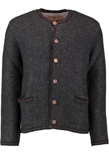 OS Trachten Herren Strickjacke Langarm Trachtenjacke Cardigan Wolljacke mit Rundhalsausschnitt Fudei, Größe:52, Farbe:anthrazit von OS Trachten