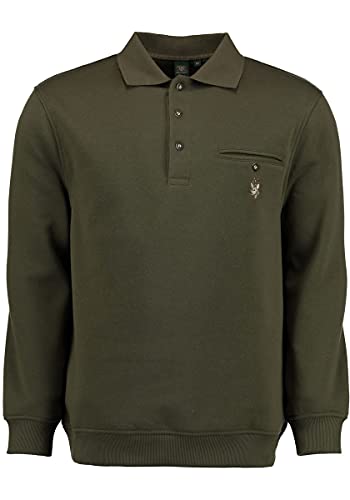OS Trachten Herren Sweatshirt Pullover Jagdsweatshirt mit Liegekragen Rizapa, Größe:4XL, Farbe:Oliv von OS Trachten