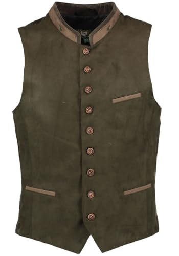 OS Trachten Herren Weste Gilet Trachtenweste mit Stehkragen Glayon, Größe:46, Farbe:dunkelgrün von OS Trachten