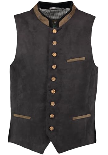 OS Trachten Herren Weste Gilet Trachtenweste mit Stehkragen Glayon, Größe:48, Farbe:anthrazit von OS Trachten