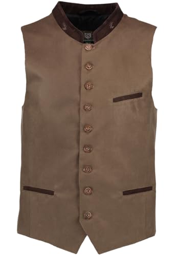 OS Trachten Herren Weste Gilet Trachtenweste mit Stehkragen Glayon, Größe:54, Farbe:mittelbraun von OS Trachten