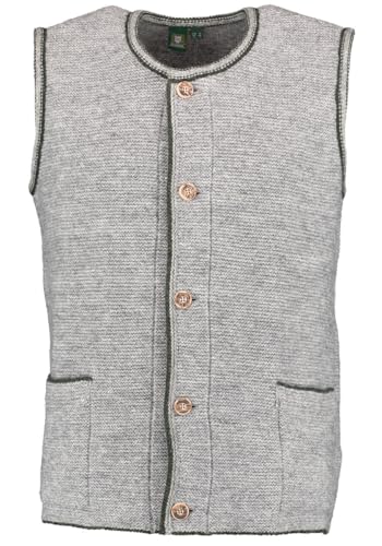 OS Trachten Herren Weste Strickweste Trachtenweste mit Rundhalsausschnitt Ormeya, Größe:48, Farbe:mittelgrau von OS Trachten