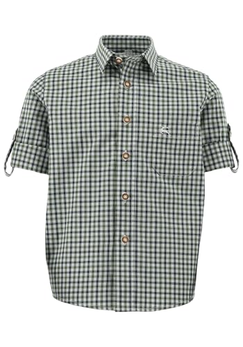 OS Trachten Kinder Hemd Jungen Langarm Trachtenhemd mit Liegekragen Skimli, Größe:122/128, Farbe:dunkelgrün von OS Trachten