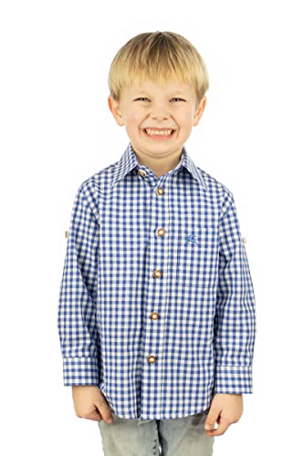 OS Trachten Kinder Hemd Jungen Langarm Trachtenhemd mit Liegekragen Lafoa, Größe:170/176, Farbe:Mittelblau von OS Trachten