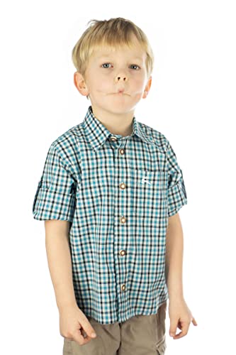 OS Trachten Kinder Hemd Jungen Langarm Trachtenhemd mit Liegekragen Skimli, Größe:110/116, Farbe:türkis von OS Trachten