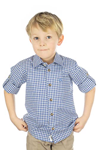 OS Trachten Kinder Hemd Jungen Langarm Trachtenhemd mit Liegekragen Slamo, Größe:158/164, Farbe:Kornblau von OS Trachten