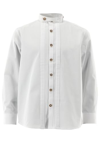 OS Trachten Kinder Hemd Jungen Langarm Trachtenhemd mit Stehkragen Obafo, Größe:86/92, Farbe:weiß von OS Trachten