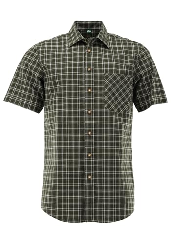 OS Trachten Kurzarm Trachtenhemd mit Haifischkragen Terudo, Größe:51/52, Farbe:Oliv von OS Trachten