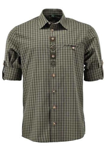 OS Trachten Langarm Jagdhemd mit Liegekragen Qeludo, Größe:39/40, Farbe:trachtengrün von OS Trachten