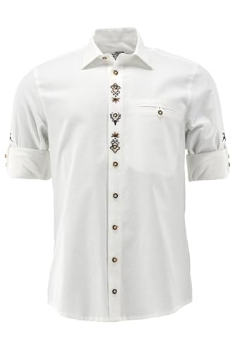 OS Trachten Langarm Trachtenhemd mit Haifischkragen Molira, Größe:43/44, Farbe:weiß von OS Trachten