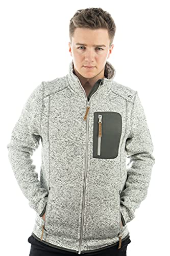 OS Trachten Orbis Herren Fleecejacke Strickfleecejacke Freizeitjacke mit Stehkragen hochgeschlossen Nucku, Größe:5XL, Farbe:mittelgrau von OS Trachten